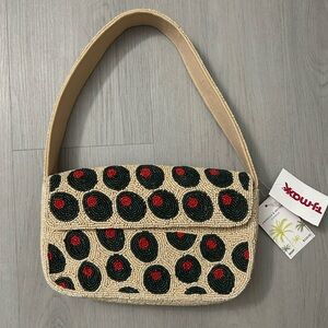 Olive Beaded Shoulder Bag